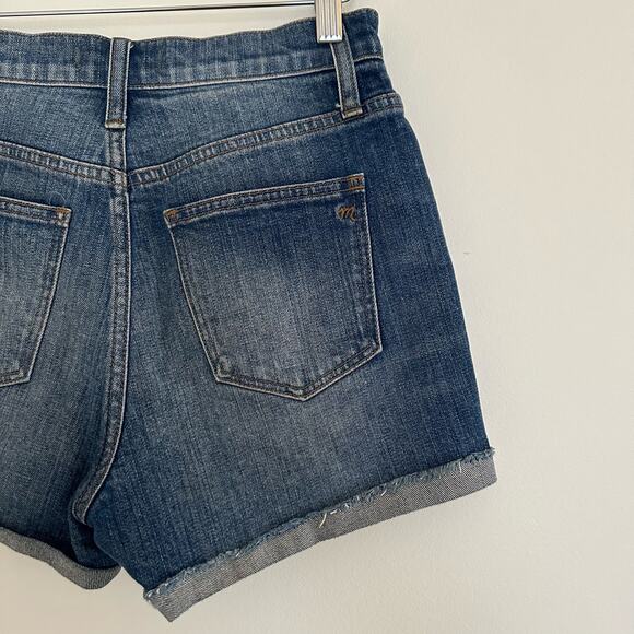 Madewell High Rise Denim Cuffed Stretch Jean Shorts in Blue 25 - Picture 6 of 8